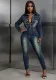 Slim Denim Long-Sleeve Jumpsuit