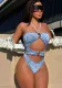 Women's Summer Halter Neck Hollow One-Piece Swimsuit
