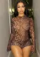 Women's Spring Leopard Print Low Back Bell-Bottom Sleeve Short Jumpsuit