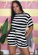 Women's Striped Short Sleeves Casual Short Jumpsuit