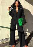 Women's Single-Breasted Turndown Collar Shirt Trousers Two-Piece Set