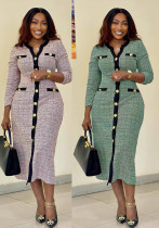 Women Elegant Career Knitting Dress