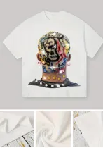 Women print short sleeve Round Neck Casual Top