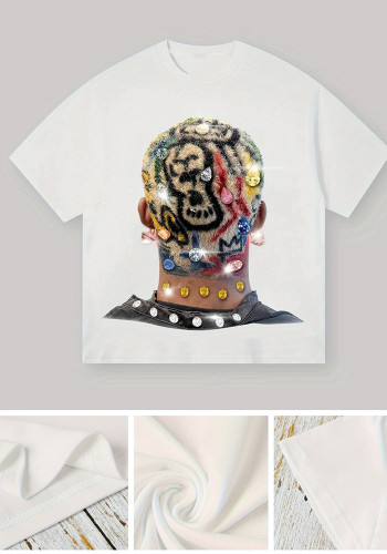 Women print short sleeve Round Neck Casual Top