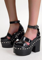 Women thick heel PU-Leather sandals