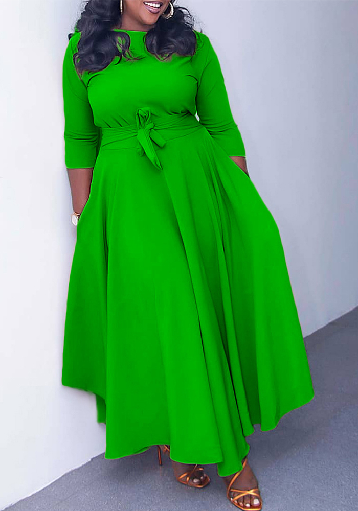 Plus Size Ethnic Long Sleeve Hooded Plain Maxi Dress