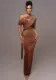 Women Solid Slit peach neck sexy suspender dress