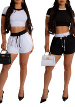 Women summer sports knitting Top and shorts two-piece set