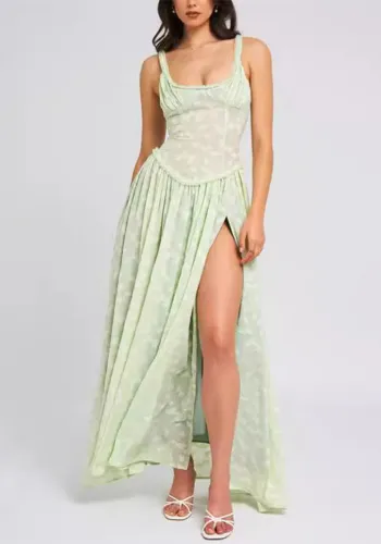 Women's U-Neck Strap Backless Chiffon Dress