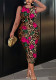 Plus-Size Leopard Print Sleeveless Bodycon Dress