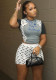 Women's Stylish Color-Blocked Printed Two-Piece Shorts Set
