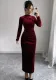 Women's Chic Solid Color Long Sleeve Slim Midi Dress