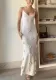 Women's Sexy Strap Knit Backless Flower Long Dress