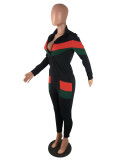 Women Sports Contrast Color Top and Pants Two-piece Set