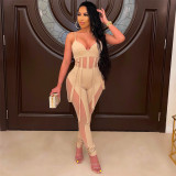 Women Mesh See-Through Sexy Suspender Jumpsuit