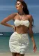 Women solid flower Halter Neck Strapless Top and Skirt two-piece set
