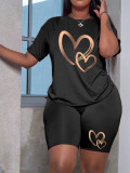 Plus Size Women Printed Two-Piece Set