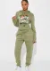 Women Print Casual Hoodies and Pants Two-Piece Set
