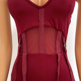 Women Mesh See-Through Sexy Suspender Jumpsuit