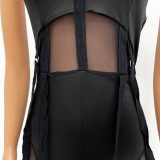 Women Mesh See-Through Sexy Suspender Jumpsuit