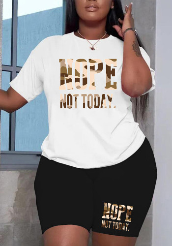 Plus Size Women Printed Two-Piece Set