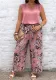 Plus Size Women Vest Floral Print Trousers Two-piece Set