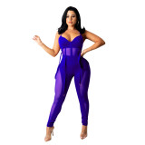 Women Mesh See-Through Sexy Suspender Jumpsuit
