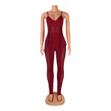 Women Mesh See-Through Sexy Suspender Jumpsuit