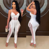 Women Mesh See-Through Sexy Suspender Jumpsuit