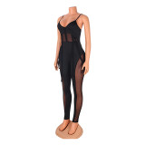 Women Mesh See-Through Sexy Suspender Jumpsuit