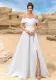 Women Slit White Off Shoulder Suspender Elegant Evening Dress