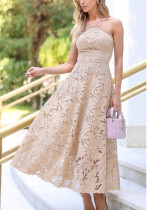 Women Spring Summer Casual Holidays Lace Suspender Zipper Dress