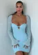 Women hollow backless lace-up long-sleeved bodycon dress