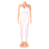 Women Mesh See-Through Sexy Suspender Jumpsuit