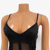 Women Mesh See-Through Sexy Suspender Jumpsuit