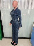 Women’s Casual Long-Sleeve Denim Jumpsuit