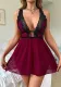 Erotic Lingerie Sexy Strap See Through Lace Patchwork Deep V-neck Night Dress