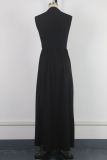 Women’s Elegant Evening Gown Contrast Patchwork Sleeveless Maxi Dress