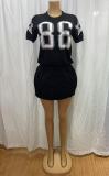 Women’s Casual Summer Knit Short-Sleeve T-shirt Pleated Skirt Two-Piece Set
