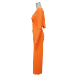 Women’s Fashion Ribbed High-Stretch Cape Top Sleeveless Jumpsuit Set