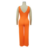 Women’s Fashion Ribbed High-Stretch Cape Top Sleeveless Jumpsuit Set