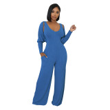 Women’s Fashion Ribbed High-Stretch Cape Top Sleeveless Jumpsuit Set