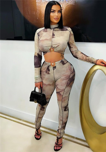 Women’s Trendy Metal Detail Slim-Fit Crop Top Pants Set
