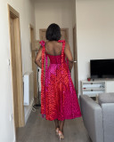 Women’s Summer Printed Strap A-line Midi Dress