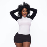 Women’s Activewear Contrast Color Sportswear Long-Sleeve Top Shorts Two Piece Set