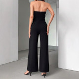 Women’s Sexy Fashion Strap Low-Back Color Block Jumpsuit