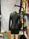 Women’s Casual Solid Color Zip-Up Mini Dress