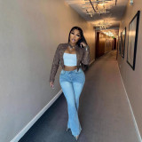 Women’s Summer Casual Wear High-Waist Stretch Flared Denim Pants