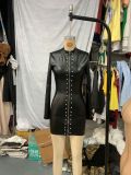 Women’s Casual Solid Color Zip-Up Mini Dress