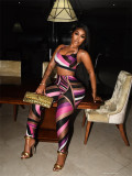 Women’s Sexy Streetwear Contrast Color Printed Crop Vest Pants Set